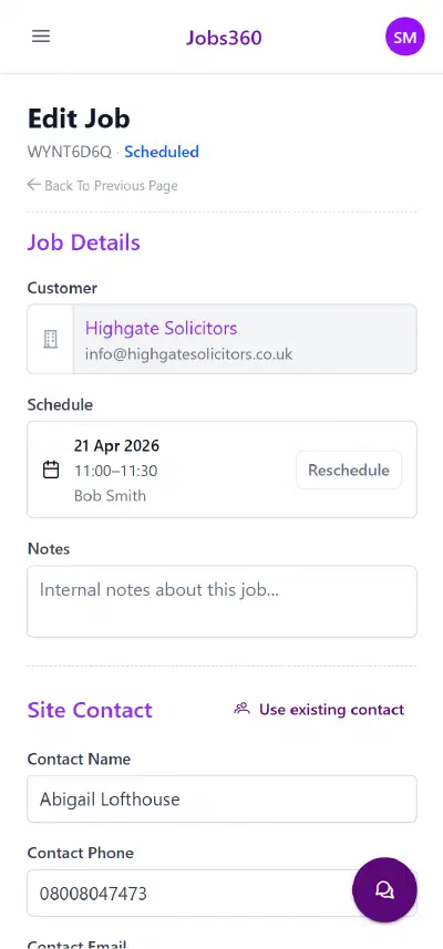 Mobile job completion with photo capture and signature